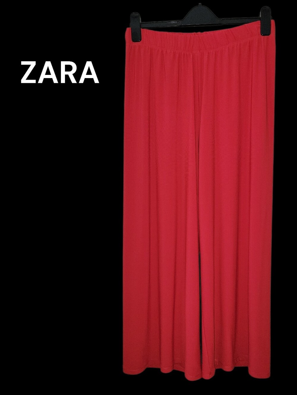 ZARA Wide-Leg Cropped, Ankle Pull On Pants, High- Rise, Red, M, EUC